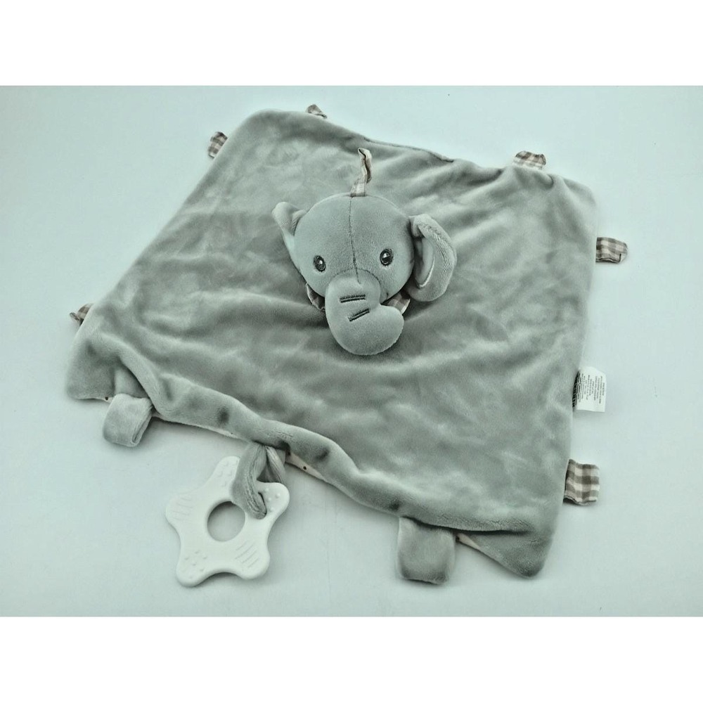 Birbaby Elephant Teething Ring Security Blanket Lovey Plush Gray Baby Toy‎
